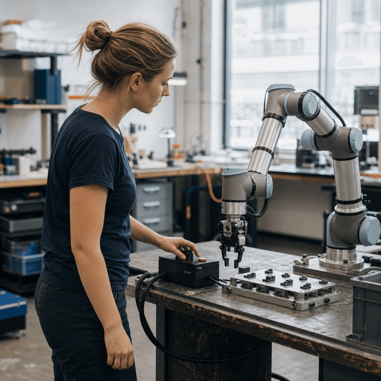 Robotik otomasyon sistemini tablet üzerinden yöneten uzman