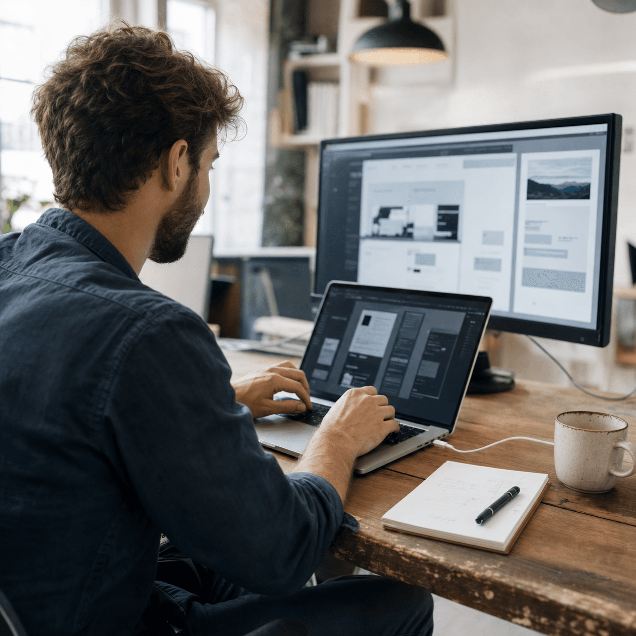 Bir web arayüzü üzerinde çalışan yazılım uzmanı