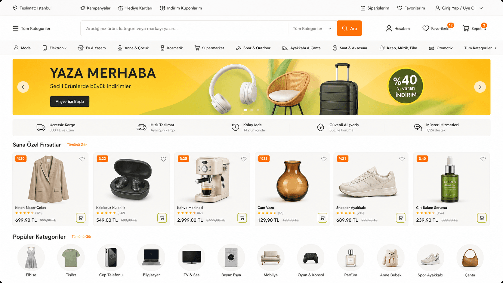 Multi-category e-commerce website design
