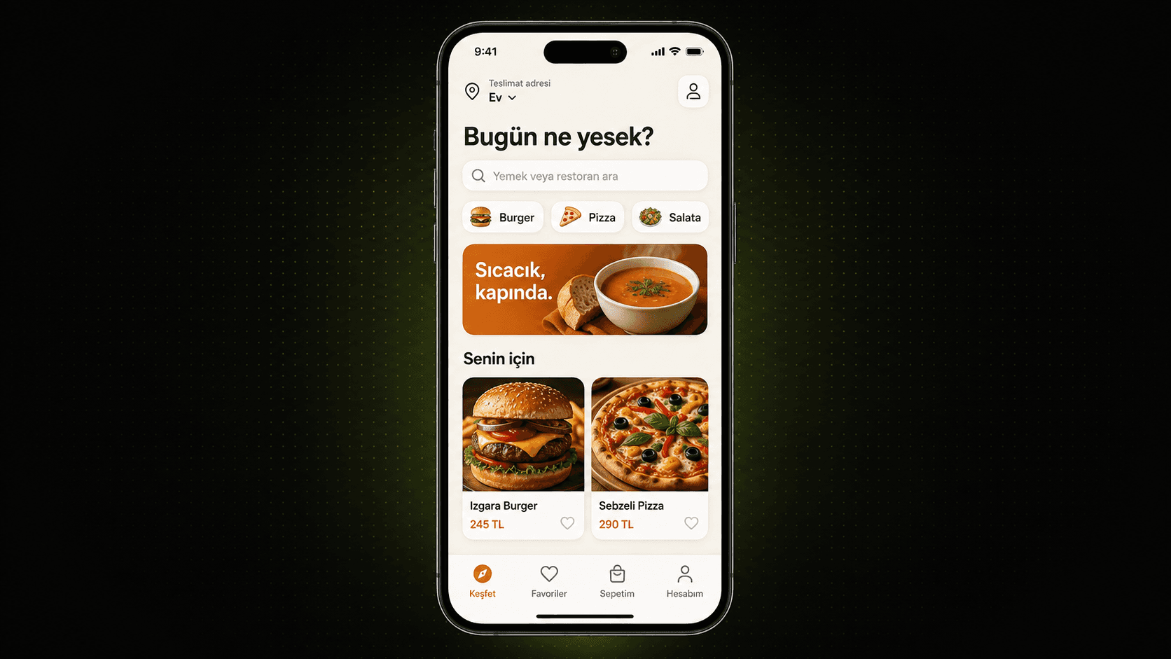 Turkish food-ordering mobile app design